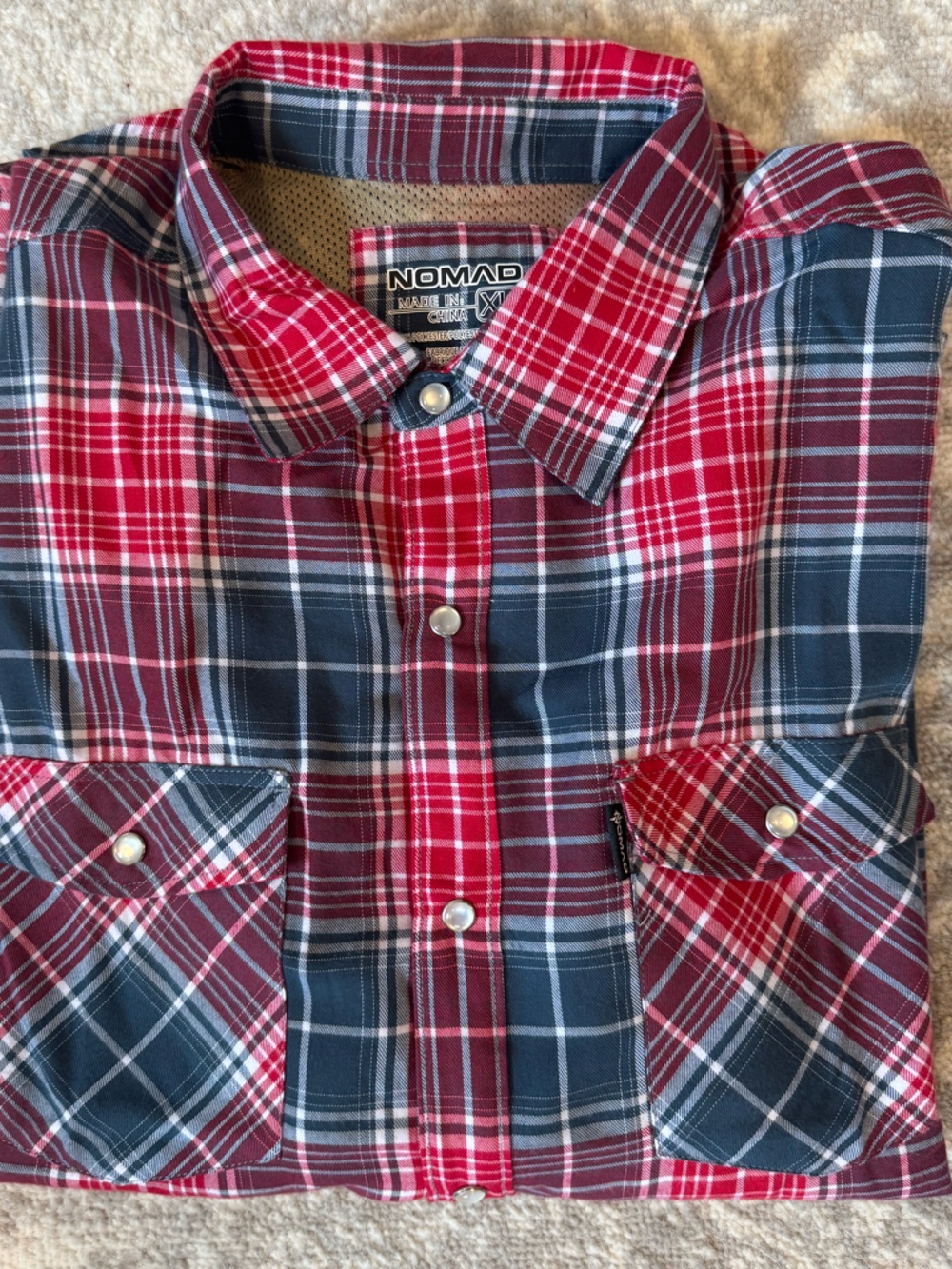 Nomad Flannel Pearl Snap Shirt Long Sleeve Two Button Western XL